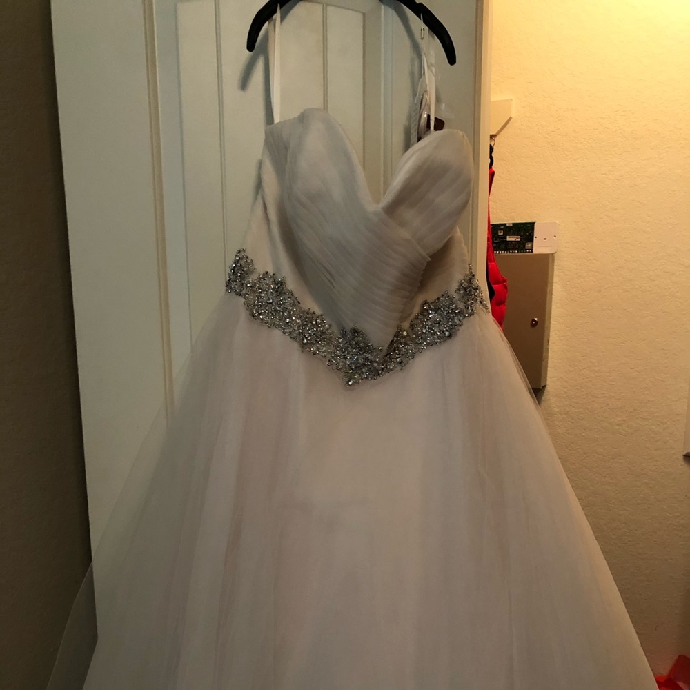 Elegant White Wedding Dress with Silver Accents